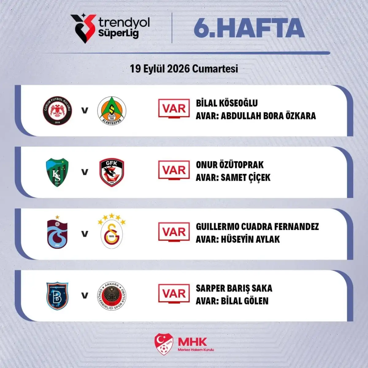 VAR-scheidsrechter Guillermo Cuadra Fernandez aangesteld voor Trabzonspor-Galatasaray derby