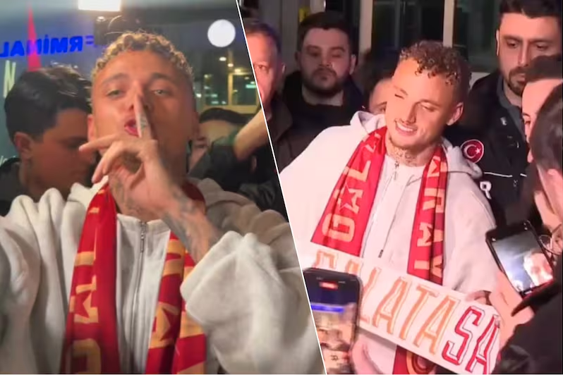 Noa Lang landt in Turkije en gaat meteen los: aanvaller zweept dansend en zingend fans Galatasaray op